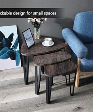 Set of 3 Nesting Coffee Tables Industrial Vintage End Side Tables Modern Furniture Decor Table Sets Leisure Nightstand for Home Office
