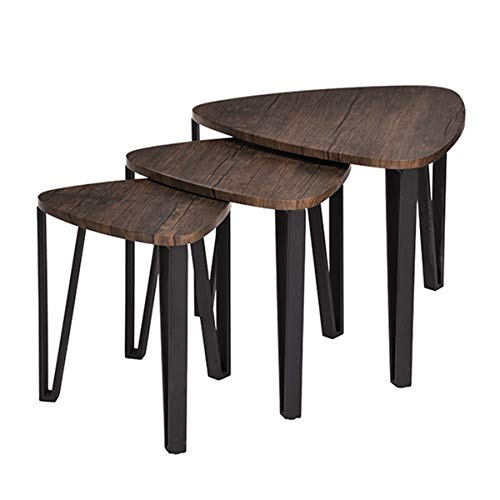 Easy Assembly Industrial Nesting Tables Living Room Coffee Table Sets Stacking End Side Tables Leisure Wooden Nightstands Telephone Table For Home OfficeBrown CAS020 0