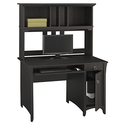 Elegant Traditional Mission Style Computer Desk And Hutch Black