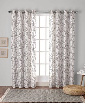 Exclusive Home Branches Linen Blend Grommet Top Curtain Panel Pair Natural 54x63 0 300x360