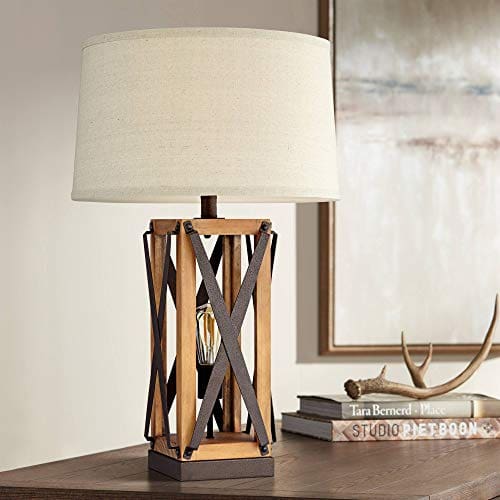 Gaines Farmhouse Style Table Lamp with Nightlight LED 28.5