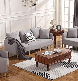 Honbay 3 Piece Chair Loveseat Sofa Sets For Living Room Furniture Sets Light Grey Farmhouse Goals