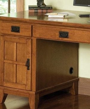 Arts And Crafts Cottage Oak Double Pedestal Desk And Hutch By Home