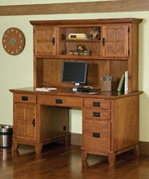 Arts And Crafts Cottage Oak Double Pedestal Desk And Hutch By Home Styles