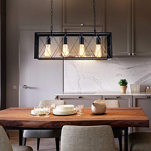 Isramp 4 Lights Pendant Lighting Industrial Kitchen Light Fixtures Simplicity Dining Room Pendant Ceiling Hanging Farmhouse Goals