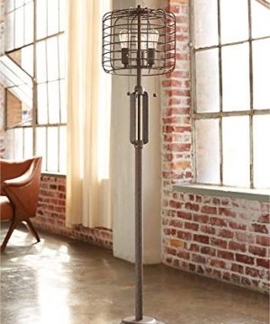 Industrial Floor Lamp Rustic Bronze Open Metal Cage 3 Light LED Edison Bulbs Dimmable For Living Room Bedroom Franklin Iron Works 0 300x360