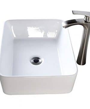 Lordear 19x15 Modern Bathroom Rectangle Above White Porcelain Ceramic Vessel Vanity Sink Art Basin Brushed Nickel Faucet Combo 0 300x360