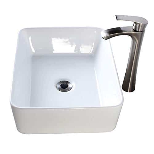 Lordear 19 X15 Bathroom Vessel Sink And Faucet Combo Modern Rectangle Above Counter White Porcelain Ceramic Vessel Vanity Sink Art Basin Brushed Nickel Faucet Combo Farmhouse Goals