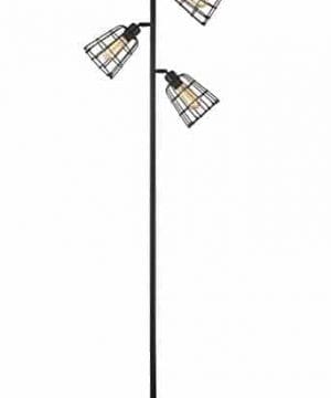 Modern Floor Lamp For Living Room Bright Lighting Tall Stand Up Lamp Farmhouse Rustic Industrial Black Tree Floor Lamps For Bedrooms Office With Reading Light Standing Lamp 0 300x360