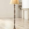 Rustic Floor Lamp French Faux Wood Antique Candlestick Beige Silk Bell Shade For Living Room Reading Bedroom Office Regency Hill 0 100x100