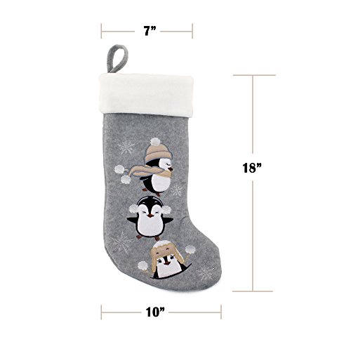 BambooMN 3 Pcs Set 18 Classic Hand Embroidered Sequined Cute Animal Chirstmas Stocking Assortment 96 0 0