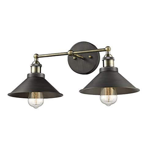 CLAXY Ecopower Industrial Edison Simplicity 2 Light Wall Mount Light Sconces Aged Steel Finished 0 5