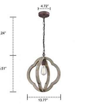 CLAXY Vintage Distressed Weathered Wooden Globe Pendant Light Rustic Iron Hanging Light Fixture 0 5 300x360