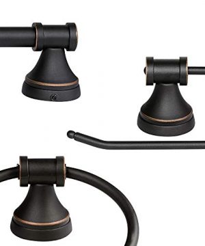 Globe Electric Parker 5 Piece All In One Bath Set Oil Rubbed Bronze Finish 3 Light Vanity Towel Bar Towel Ring Robe Hook Toilet Paper Holder 50192 0 1 300x360
