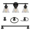 Globe Electric Parker 5 Piece All In One Bath Set Oil Rubbed Bronze Finish 3 Light Vanity Towel Bar Towel Ring Robe Hook Toilet Paper Holder 50192 0 100x100