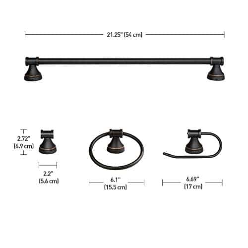 Globe Electric Parker 5 Piece All In One Bath Set Oil Rubbed Bronze Finish 3 Light Vanity Towel Bar Towel Ring Robe Hook Toilet Paper Holder 50192 0 3