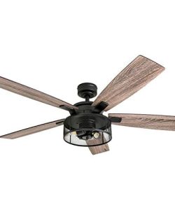 Honeywell-Ceiling-Fans-50614-01-Carnegie-LED-Ceiling-Fan-52-Indoor-Rustic-Barnwood-Blades-Industrial-Cage-Light-Matte-Black-0