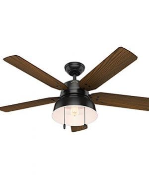 Hunter Indoor Outdoor Ceiling Fan With Light And Pull Chain Control Mill Valley 52 Inch Black 59307