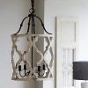 Jiuzhuo Vintage Distressed White Carved Wood 4 Light Lantern Farmhouse Chandelier Lighting Hanging Ceiling Fixture In Rust 0 100x100