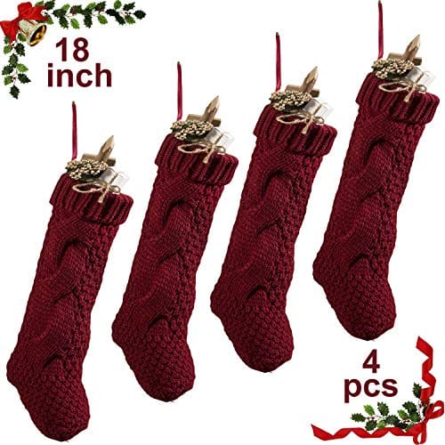 Komotu Pack 418 Unique Burgundy Knit Christmas Stockings 0