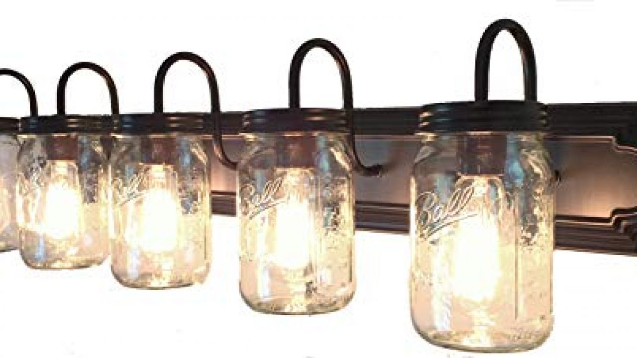 Lamp Goods Mason Jar Bathroom Vanity 5 Light Wide Mouth Jars Farmhouse Goals