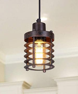 LNC Pendant Lighting For Kitchen Island Farmhouse Barn Warehouse Mini Cage Ceiling Lamp With Brown Rust A02534 0 300x360