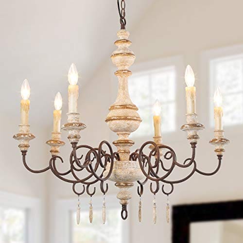 Lnc A03371 Farmhouse Wood Chandelier Handmade French Country Lighting For Living Dining Room Kitchen Foyer