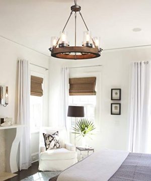 LNC Wood Farmhouse Chandeliers For Dining Rooms Rustic Hanging Ceiling Light Fixture A03348 0 1 300x360