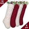 LimBridge 4 Pack 18 Large Size Cable Knit Knitted Christmas Stockings Xmas Rustic Personalized Stocking Decorations For Family Holiday Season Decor CreamBurgundy 0 100x100