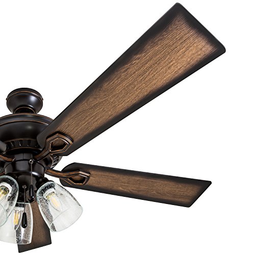 52 Inches 5 Blade 3 Seeded Glass Fixtures Oil Rubbed Bronze