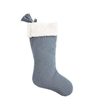 SplendidHome Sherpa And Jersey Christmas Stocking NavyWhite Stripe 0 300x360