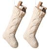 Toes Home 18 Inch Knitted Christmas Stockings Pack 2 Xmas Gift Bags Cream 0 100x100