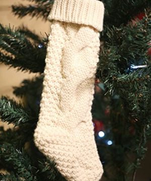 Toes Home 18 Inch Knitted Christmas Stockings Pack 2 Xmas Gift Bags Cream 0 2 300x360