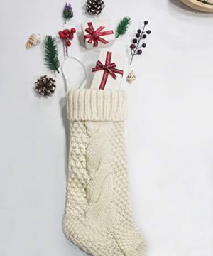 Toes Home 18 Inch Knitted Christmas Stockings Pack 2 Xmas Gift Bags Cream 0 4 300x360