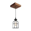 West Ninth Vintage Single Wood Pendant Light Farmhouse Accent Light Early American Stain Black Cage 0 100x100