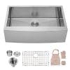 LORDEAR SLJ16003 Commercial 33 Inch 16 Gauge 10 Inch Deep Drop In Stainless Steel Undermout Single Bowl Farmhouse Apron Front Kitchen Sink Brushed Nickel Farmhouse Kitchen Sink 0 100x100