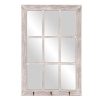 24x36 Distressed White Windowpane Wall Mirror With Hooks 0 100x100