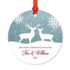 Andaz Press Personalized Family Metal Christmas Ornament Our First Christmas Engaged Nia William 2019 Rustic Deer Winter Snowflakes 1 Pack Includes Ribbon And Gift Bag Custom Name 0 100x100