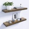 BAMFOX Floating Shelves Set Of 2Natural Bamboo Wall Shelf Wall Mounted ShelvesWall Mount Display Rack With Large Storage L23 X W6 For Kitchen Living Room Bathroom Bedroom 0 100x100