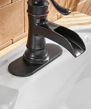 BWE Waterfall Bathroom Sink Faucets Single Handle One Hole Lever Faucet Oil Rubbed Bronze Commercial 0 3 300x360