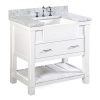 Charlotte 36 Inch Bathroom Vanity CarraraWhite Includes A Carrara Marble Countertop White Cabinet With Soft Close Drawers And White Ceramic Farmhouse Apron Sink 0 100x100