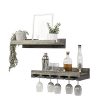 Del Hutson Designs Rustic Real Wood Wall Mounted Wine Bottle Rack Stemware Hanger Set Farmhouse Kitchen Dining Grey 24 Inch 2 FT 0 100x100