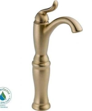 Delta Faucet Linden Single Handle Vessel Bathroom Faucet With Diamond Seal Technology Champagne Bronze 794 CZ DST 0 300x360
