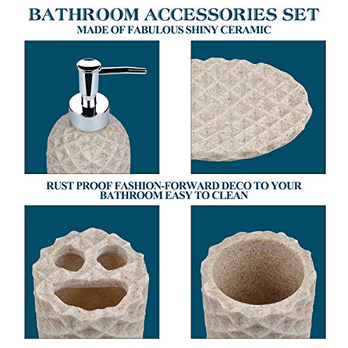 Fimary Resin Bathroom Accessories Set Complete Resin Elegant Bathroom Set Including Soap Dish Lotion Dispenser Tumbler Toothbrush Holder Bath Set Collection 0 4