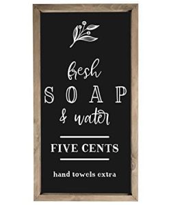 Fresh-Soap-and-Water-Framed-Rustic-Wood-Farmhouse-Wall-Sign-9x18-0