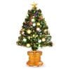 Goplus Christmas Tree Pre Lit Tabletop Artificial Entrance Tree With The Plastic Colorful Balls Golden Star Solid Base Premium Decorations Full Tree 3 FT Fiber Optic 0 100x100