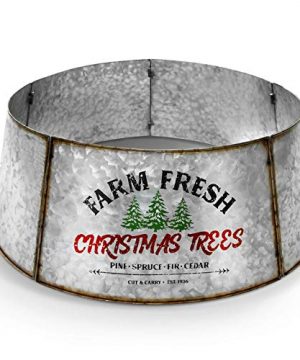 Hallops Galvanized Tree Collar Large To Small Christmas Tree Adjustable Metal Skirt Christmas Decor 0 300x360