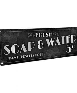 Homebody-Accents-Fresh-Soap-Water-Metal-Sign-4x12-Vintage-Retro-Art-Deco-Bath-Bathroom-Laundry-0