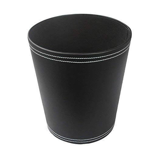 Storage Bin for Bathroom Office Classic Leather Trash Cans Waste Paper Basket 
