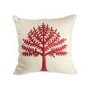 KainKain Red Beige Throw Pillow Tree Botanical Handmade Embroidered Pillow Floral Cushion Cover Farmhouse Cottage Home Decor 26 Inch X 26 Inch 0 100x100